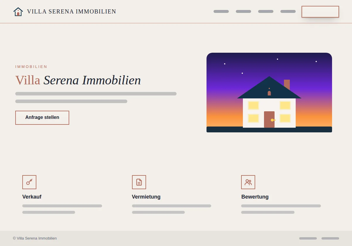 Vorschau der Vorlage Immobilien: Webseite für Immobilien, Makler und Hotellerie am Beispiel Villa Serena Immobilien