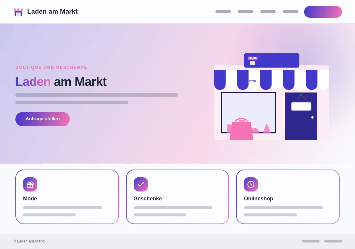 Vorschau der Vorlage Laden: Webseite für Laden, Boutique und Fachgeschäft am Beispiel Laden am Markt